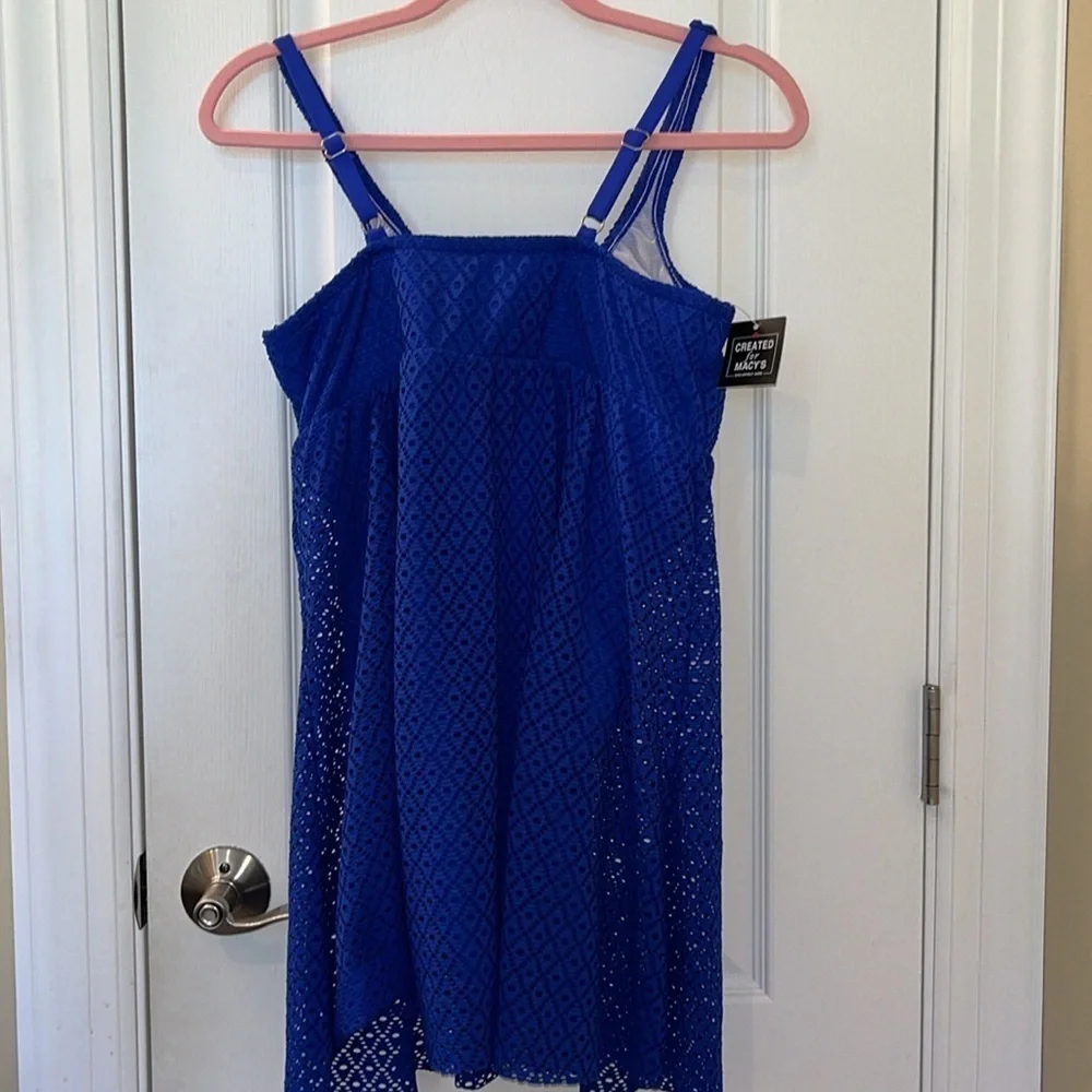 🆕 Swim Solutions Swim Dress  Tie Knot Front Tummy-Control 16W Cobalt Blue - Picture 5 of 11